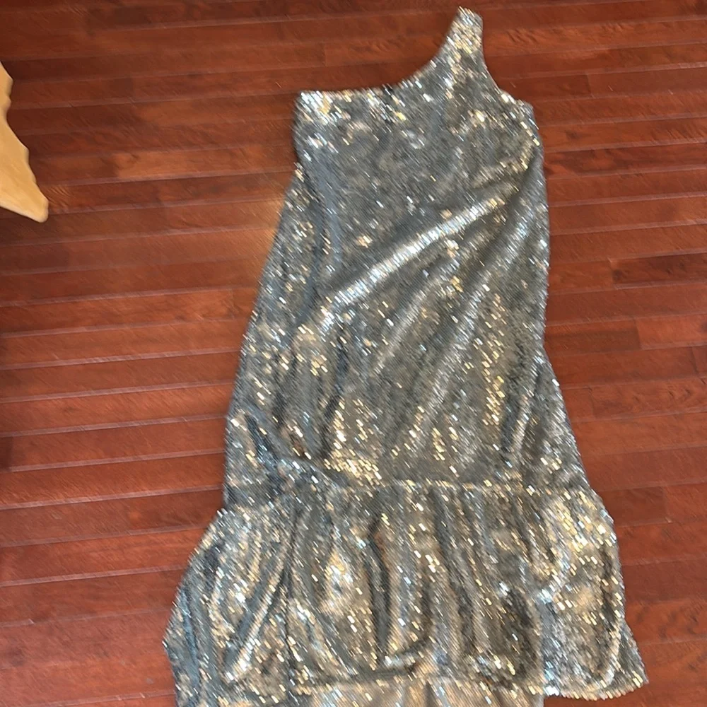 ANTHROPOLOGY /MAUVE sequin one shoulder party dress S Christmas new years - Picture 5 of 8